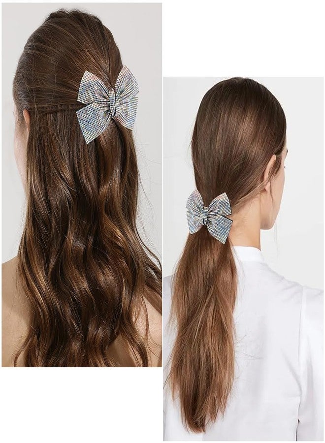 AHONEY Rhinestone Hair Accessories: Glitter Barrettes, Bling Hair Clips & Bows for Women, Girls - Holiday Gift (AB Silver) - Image 5